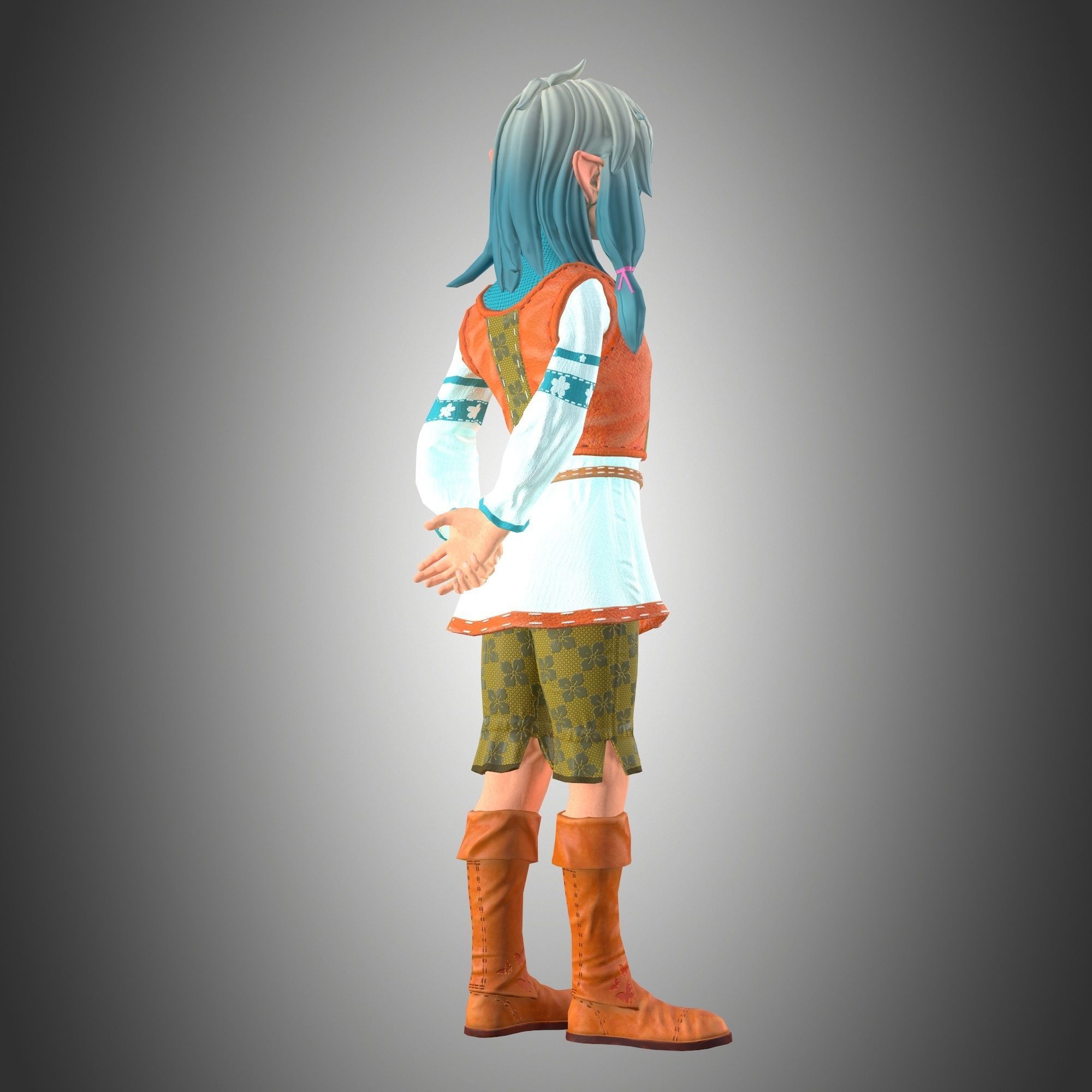  Elf Girl Low-poly 3D model_7