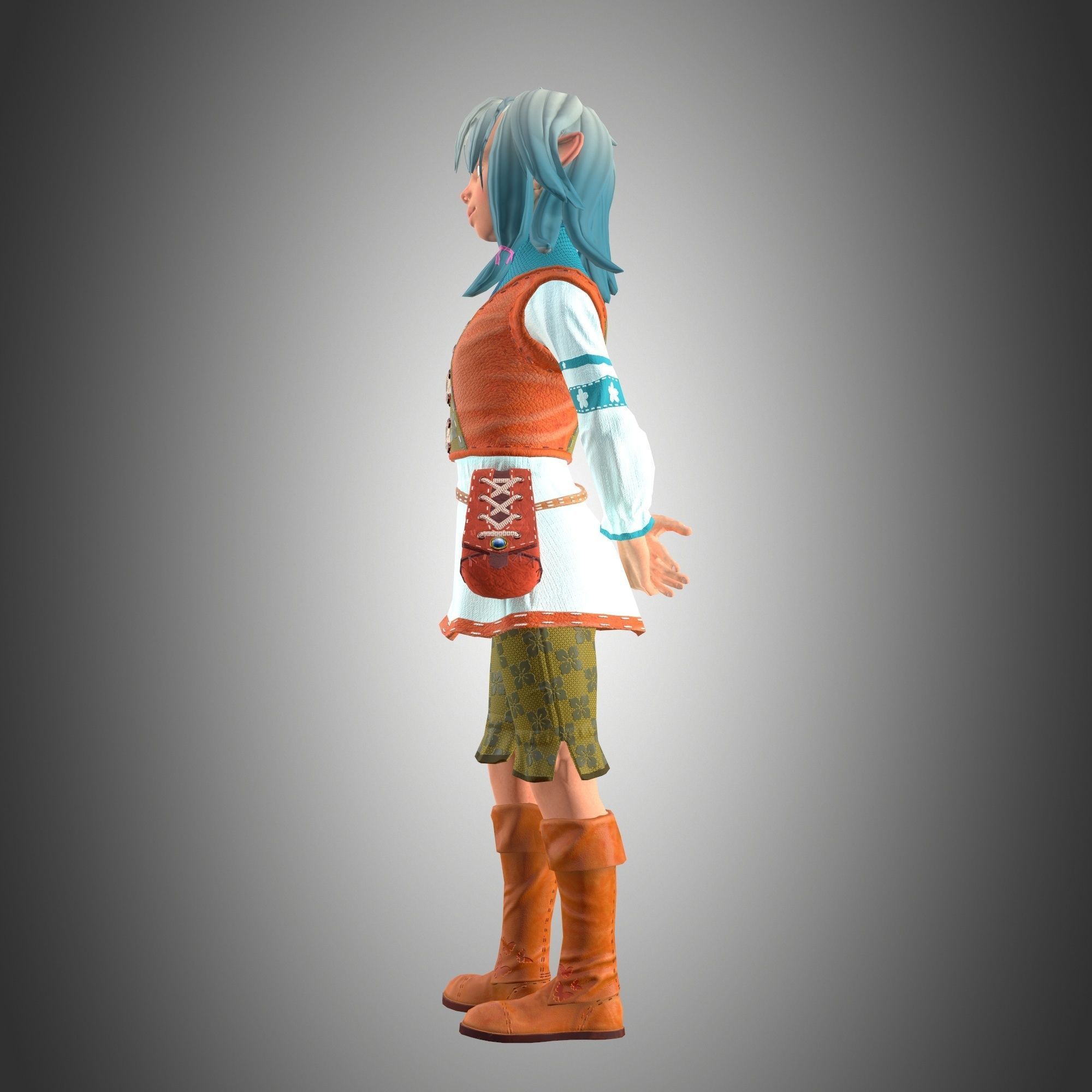  Elf Girl Low-poly 3D model_4