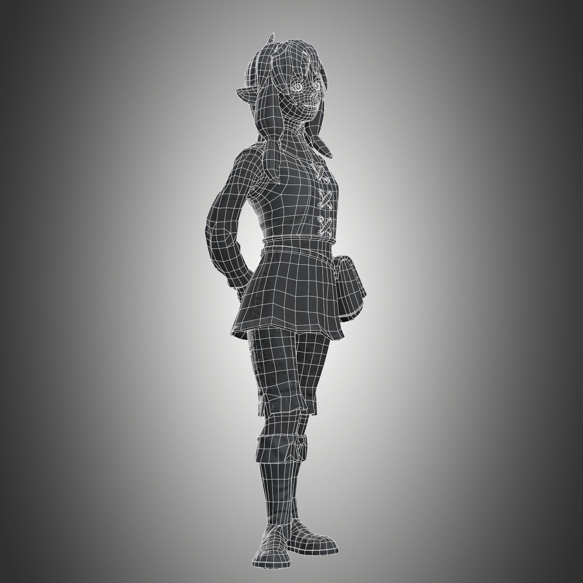  Elf Girl Low-poly 3D model_9