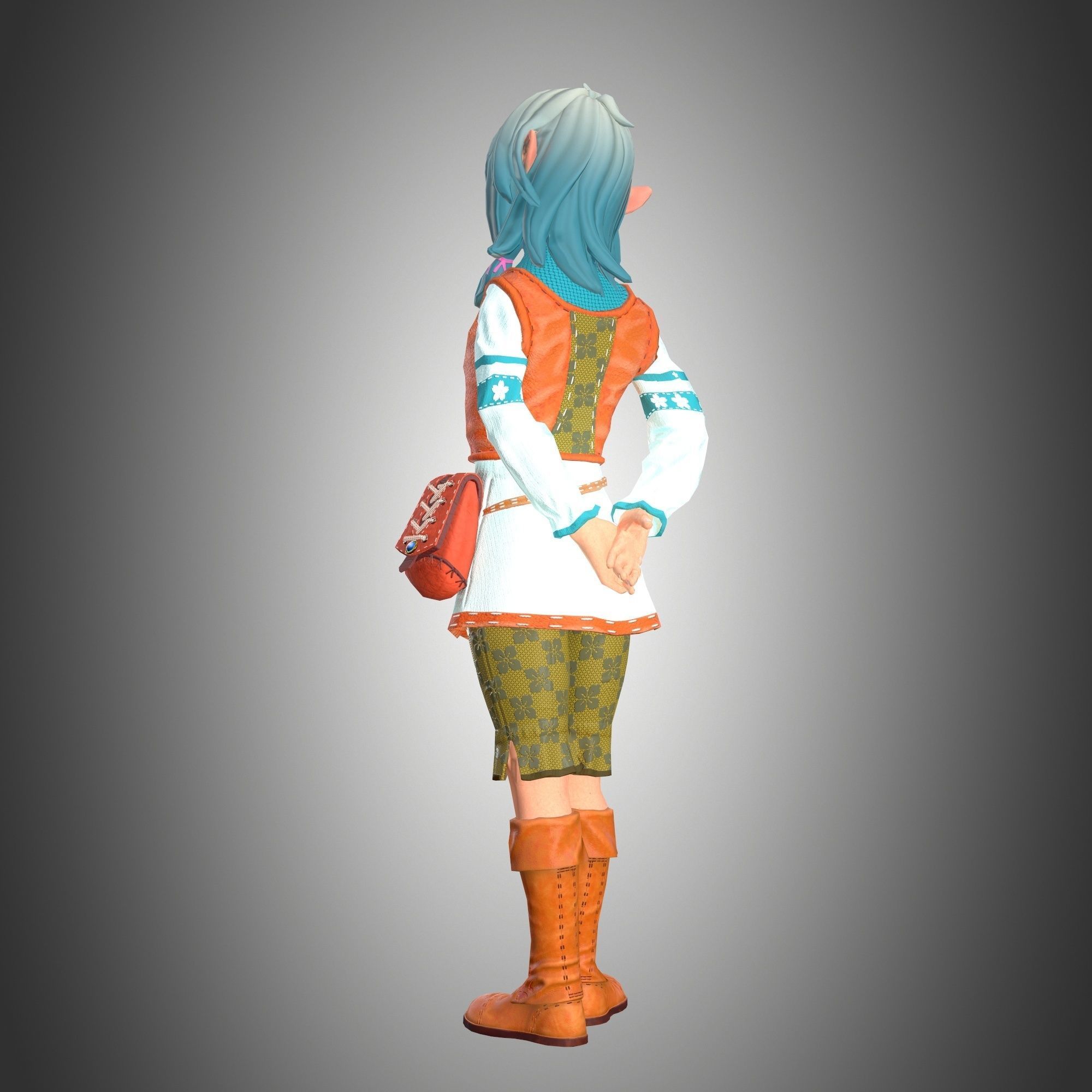  Elf Girl Low-poly 3D model_5