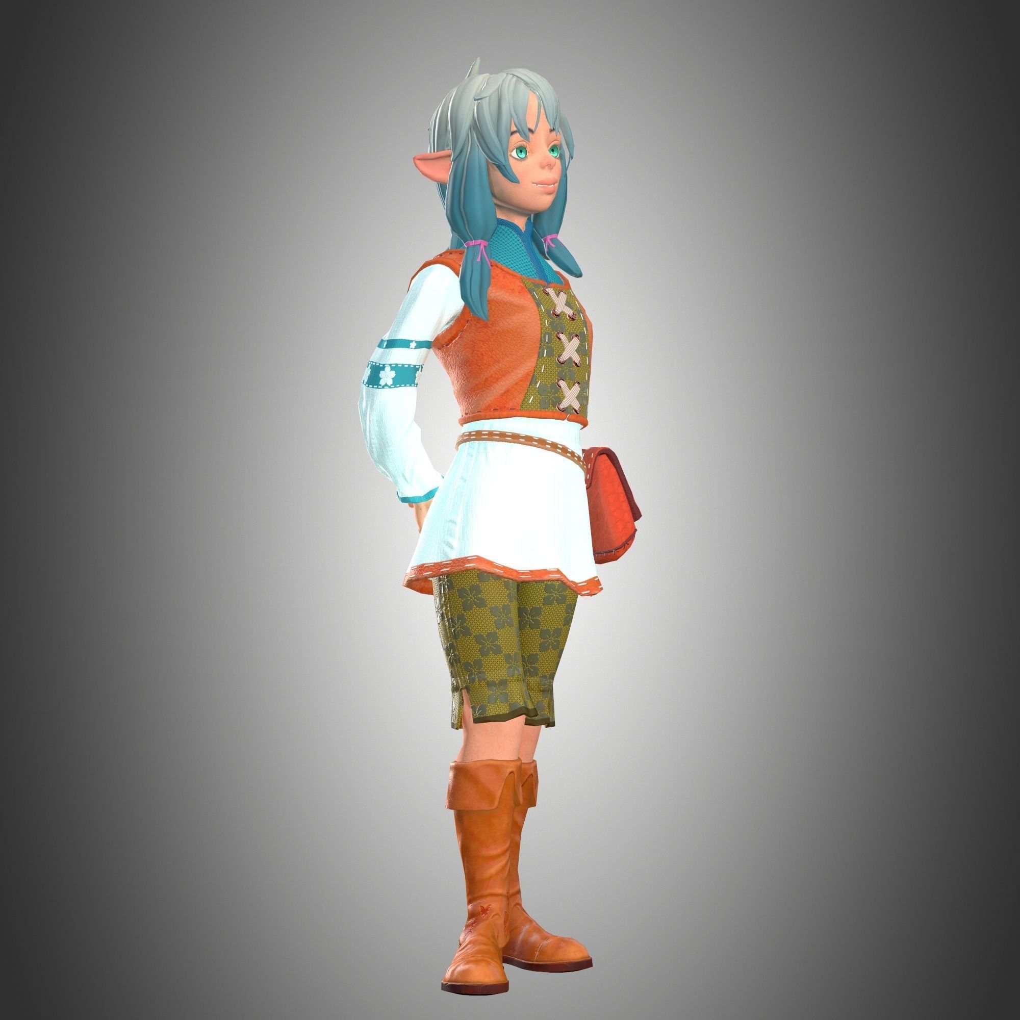  Elf Girl Low-poly 3D model_8
