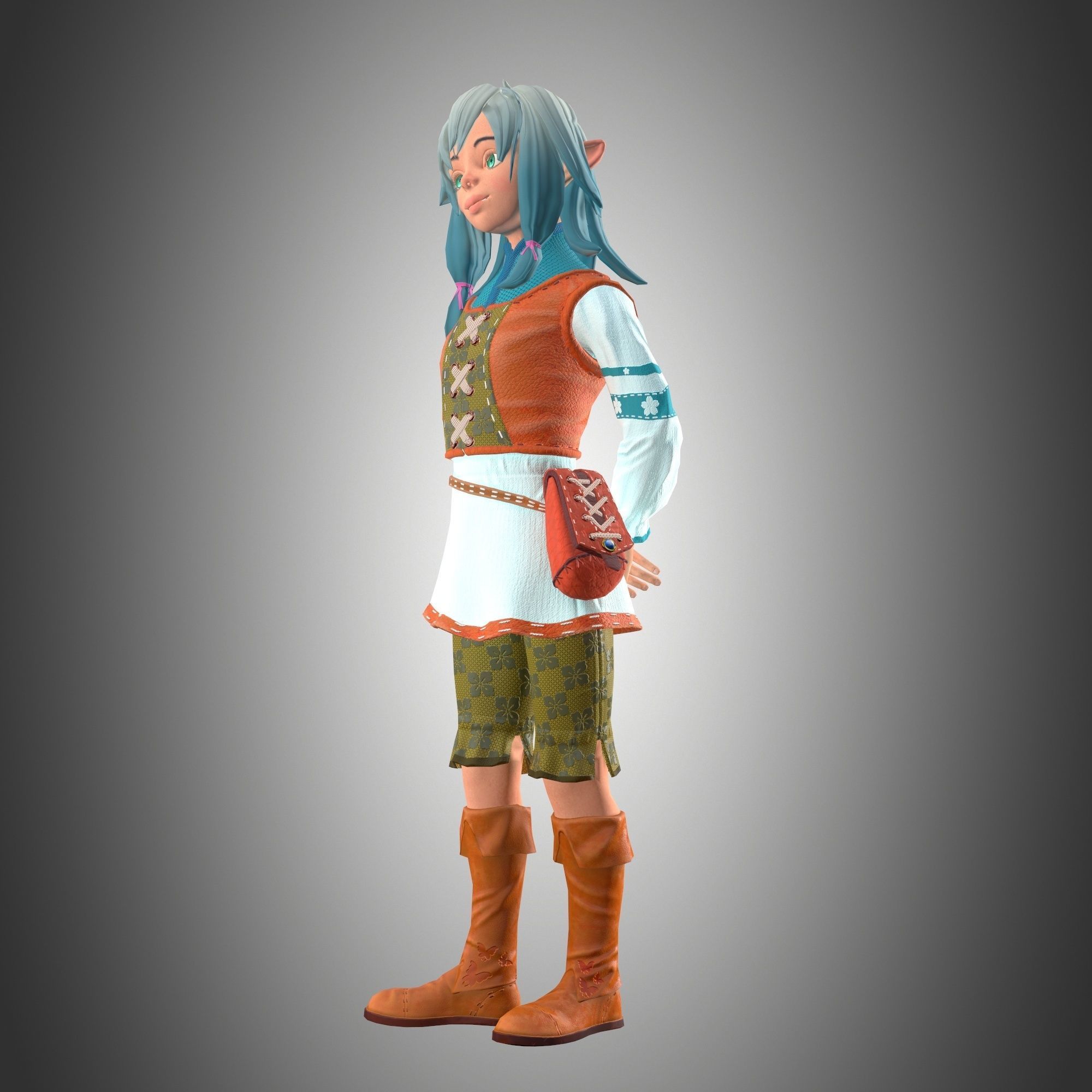  Elf Girl Low-poly 3D model_3