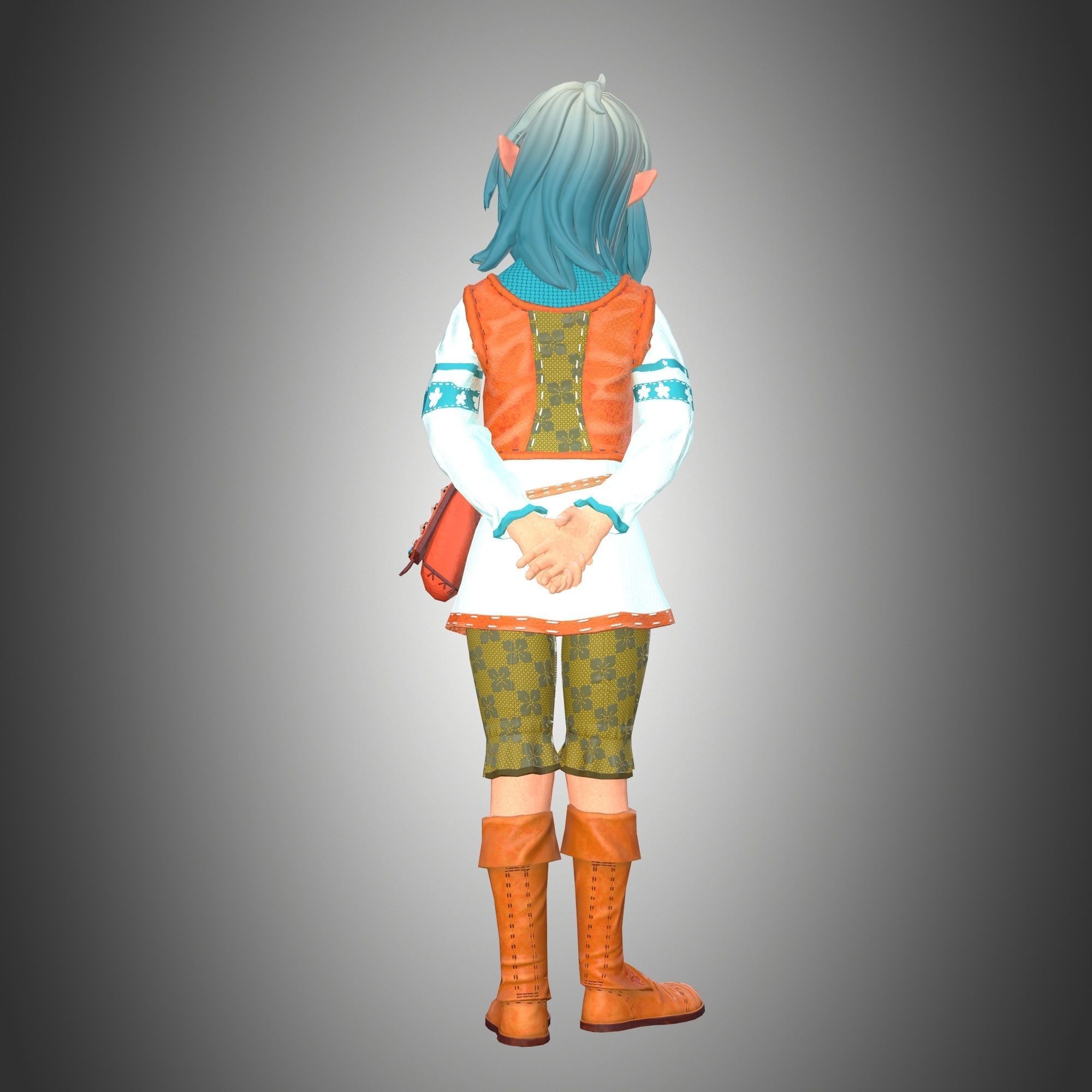  Elf Girl Low-poly 3D model_6