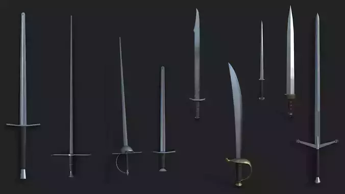 Realistic Medieval Swords Low-poly 3D model