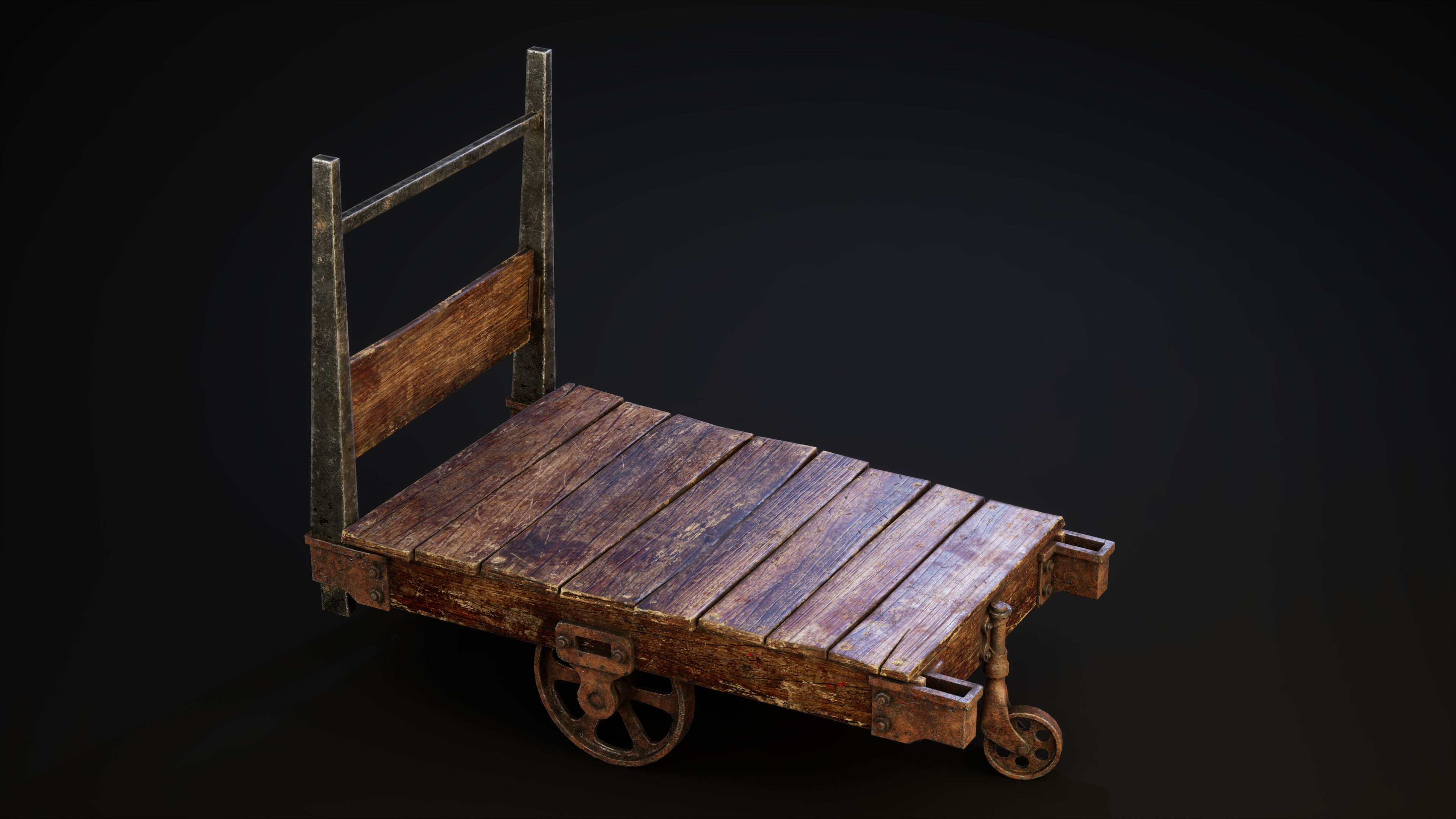 Magic cart with luggage Low-poly 3D model_9