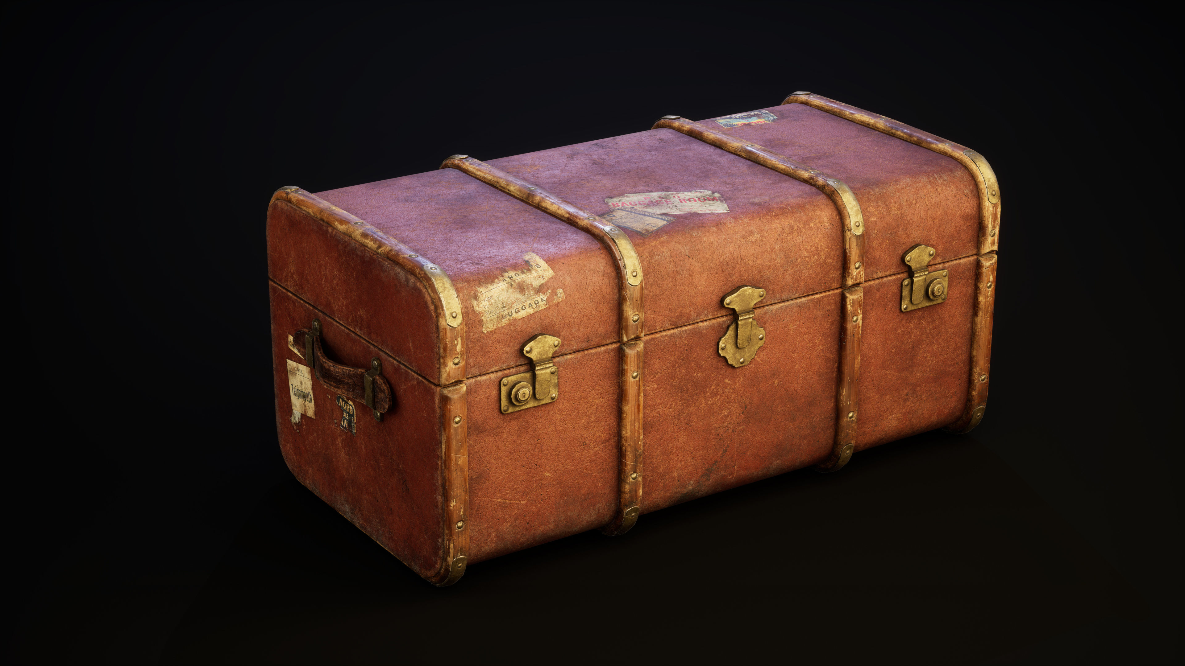 Magic cart with luggage Low-poly 3D model_11