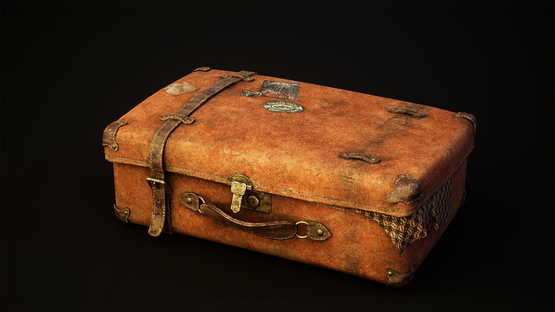 Magic cart with luggage Low-poly 3D model_13