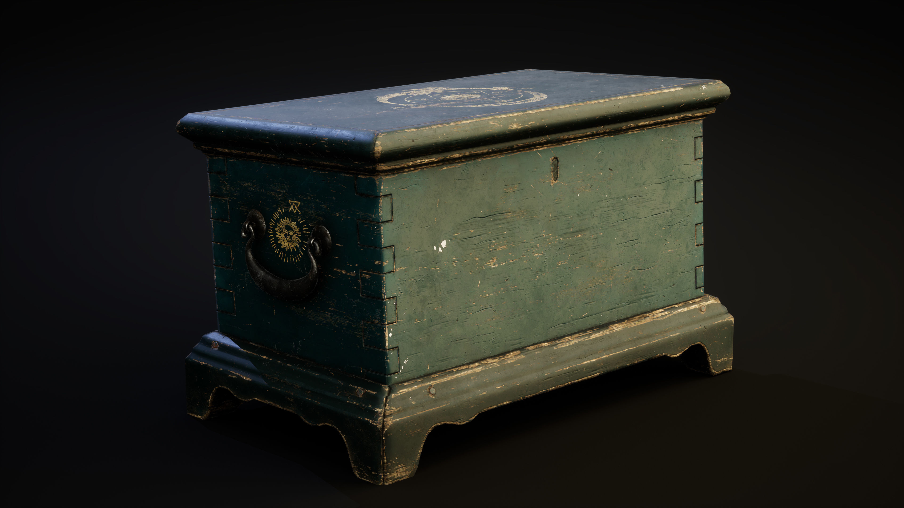 Magic cart with luggage Low-poly 3D model_12