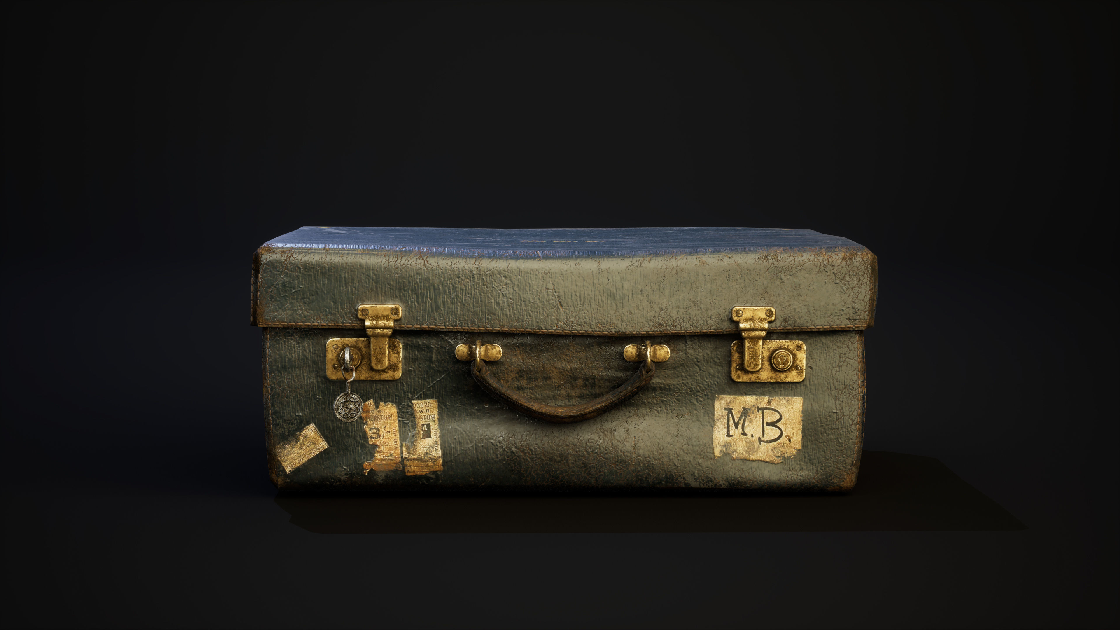 Magic cart with luggage Low-poly 3D model_14