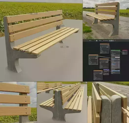 Bench 1 Remastered Low-poly 3D model