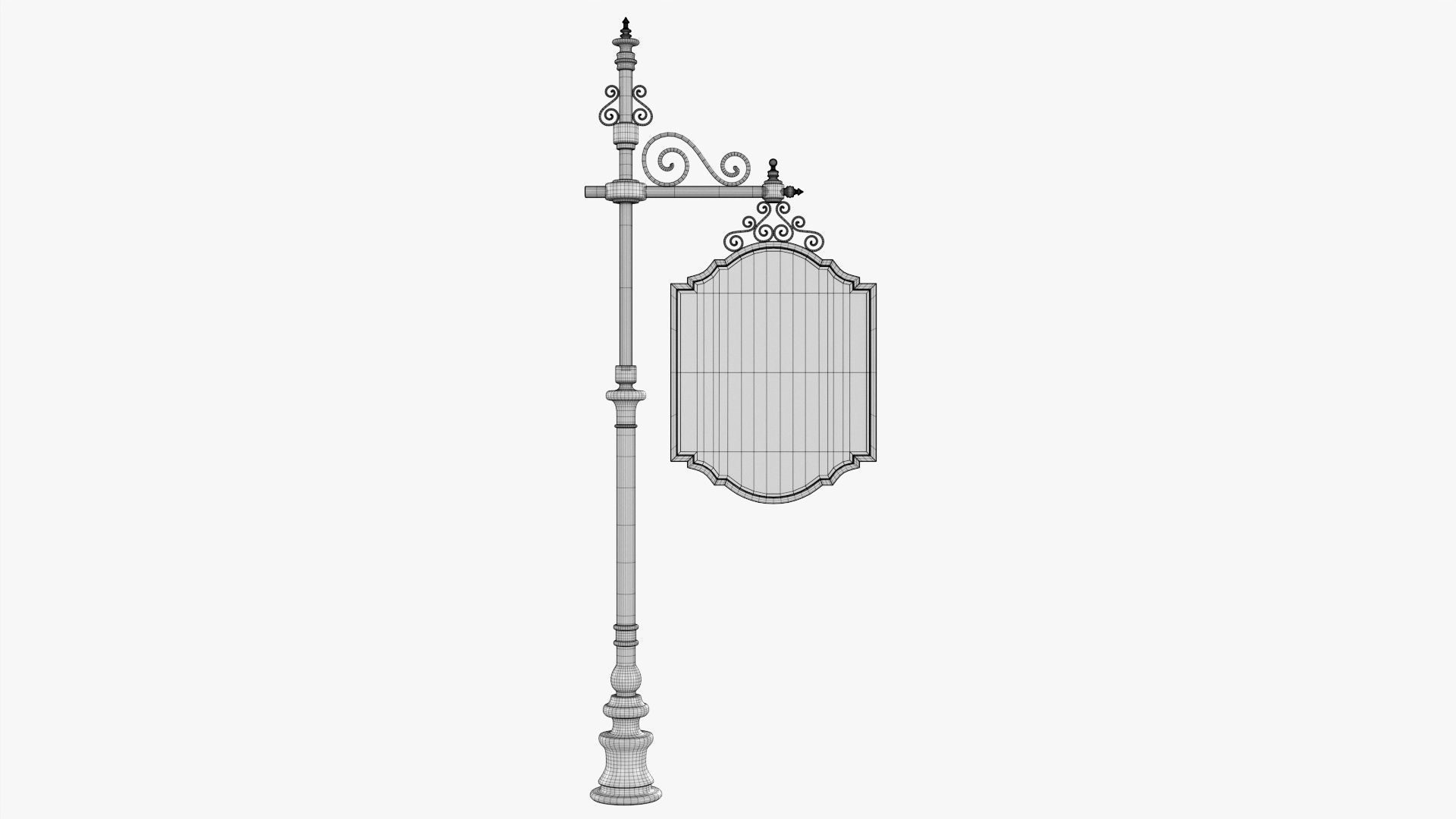 Forged column with hanging sign 01 3D model_7