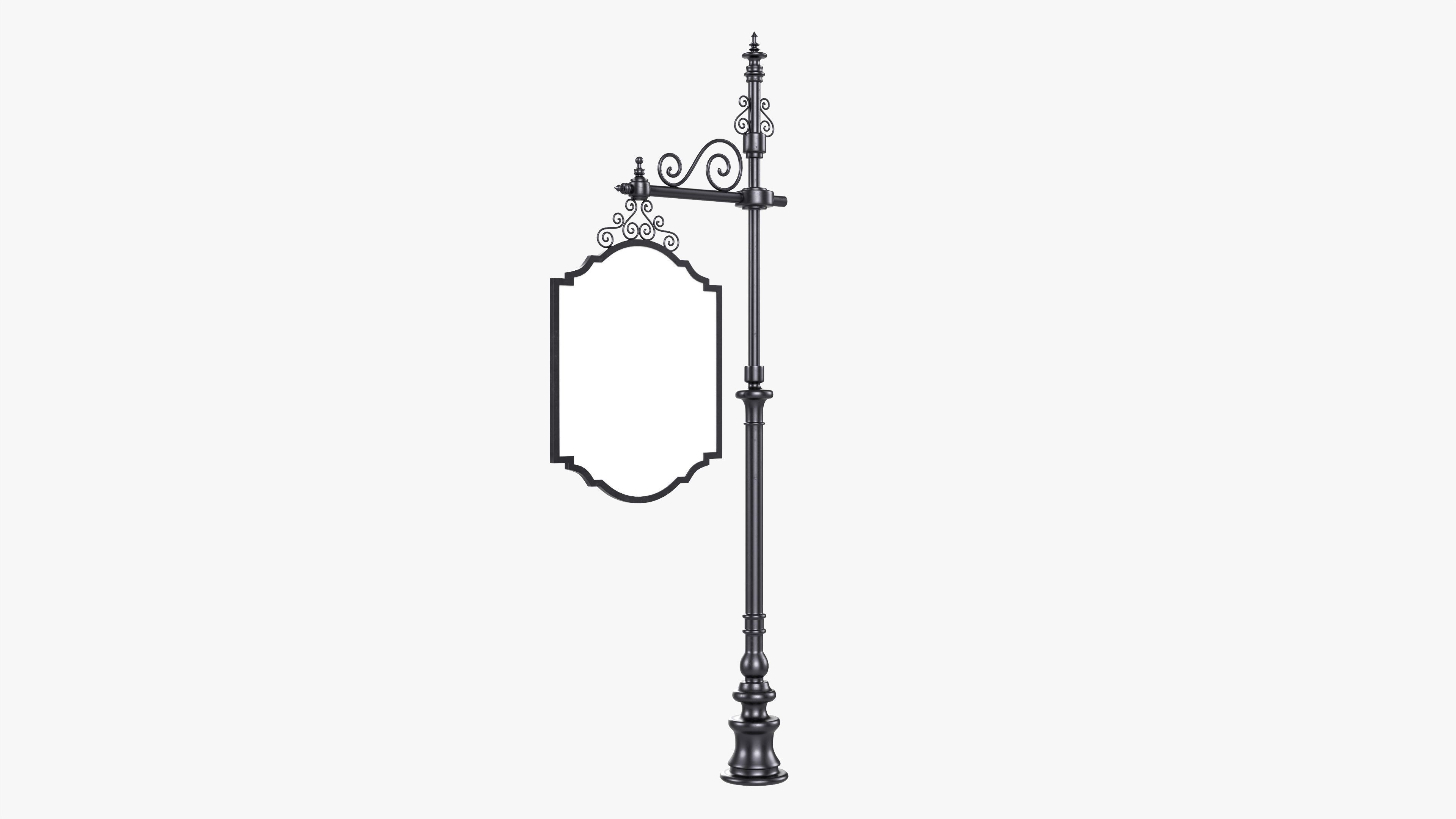 Forged column with hanging sign 01 3D model_1