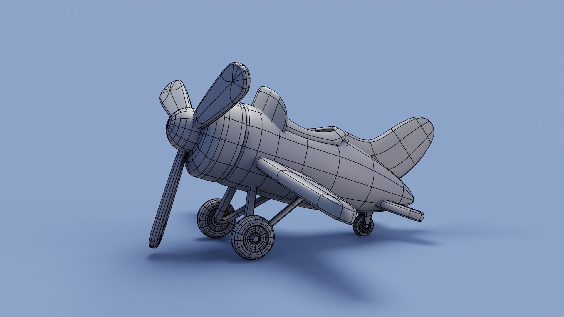Cartoon stylized airplane Low-poly 3D model_8