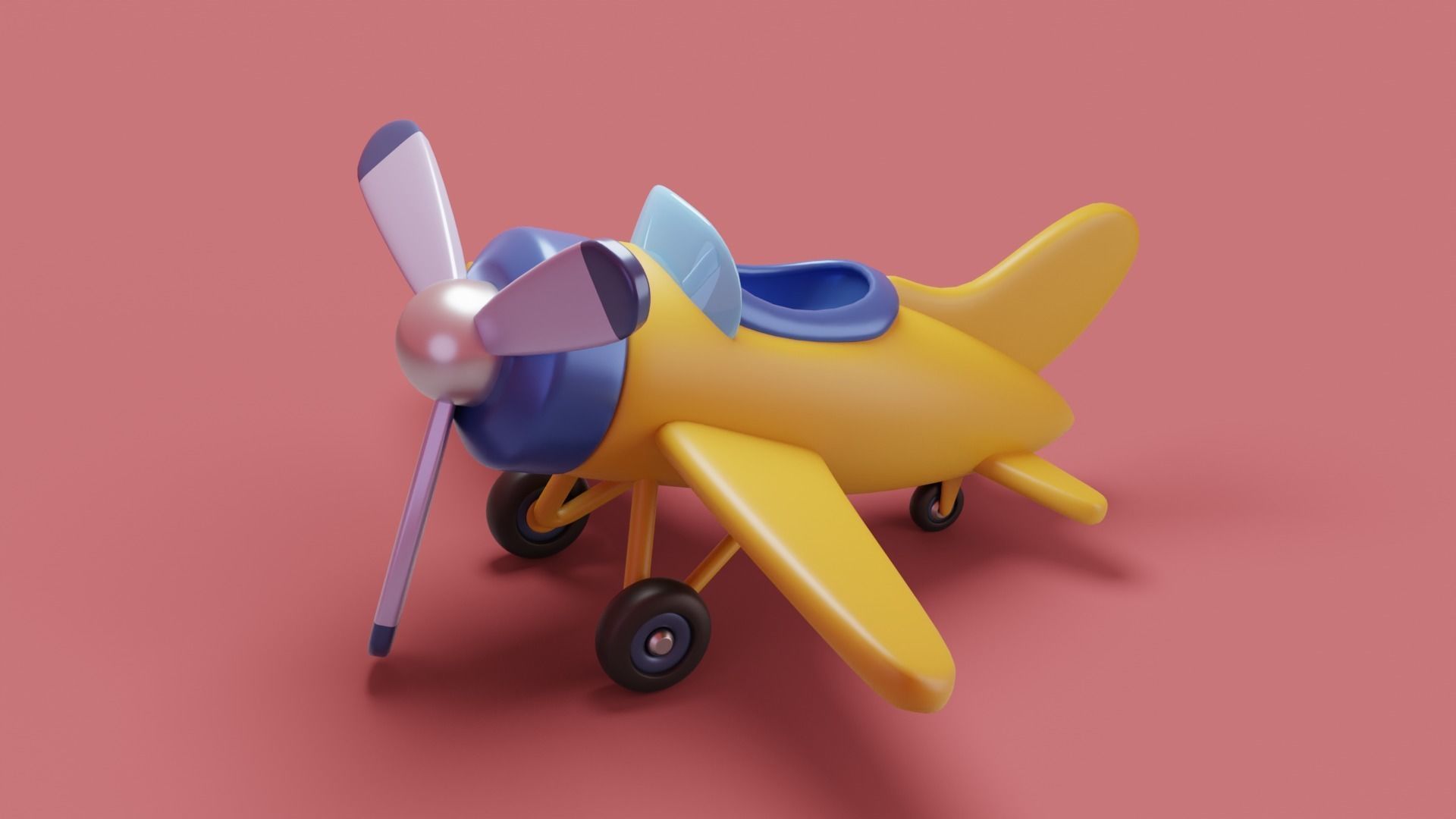 Cartoon stylized airplane Low-poly 3D model_11