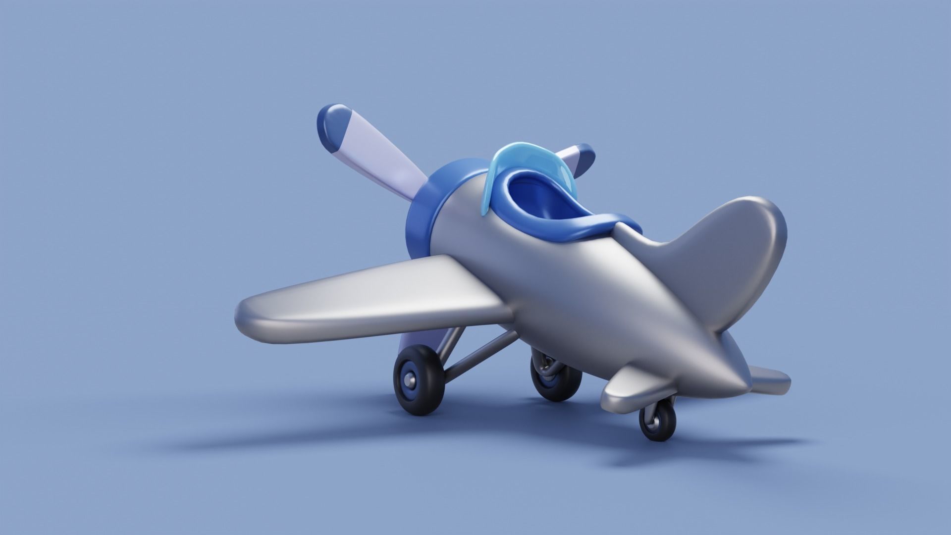 Cartoon stylized airplane Low-poly 3D model_3