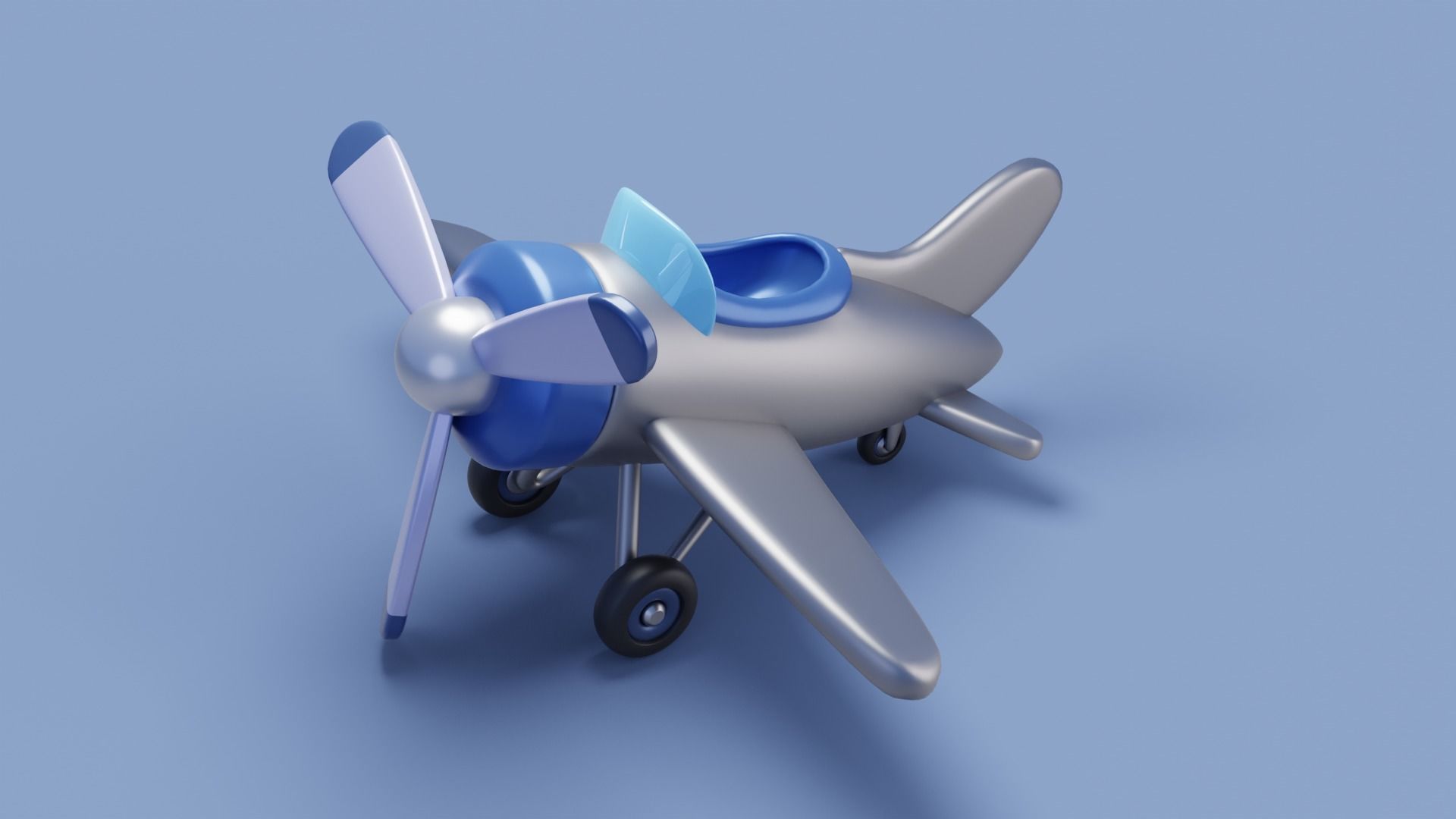 Cartoon stylized airplane Low-poly 3D model_2