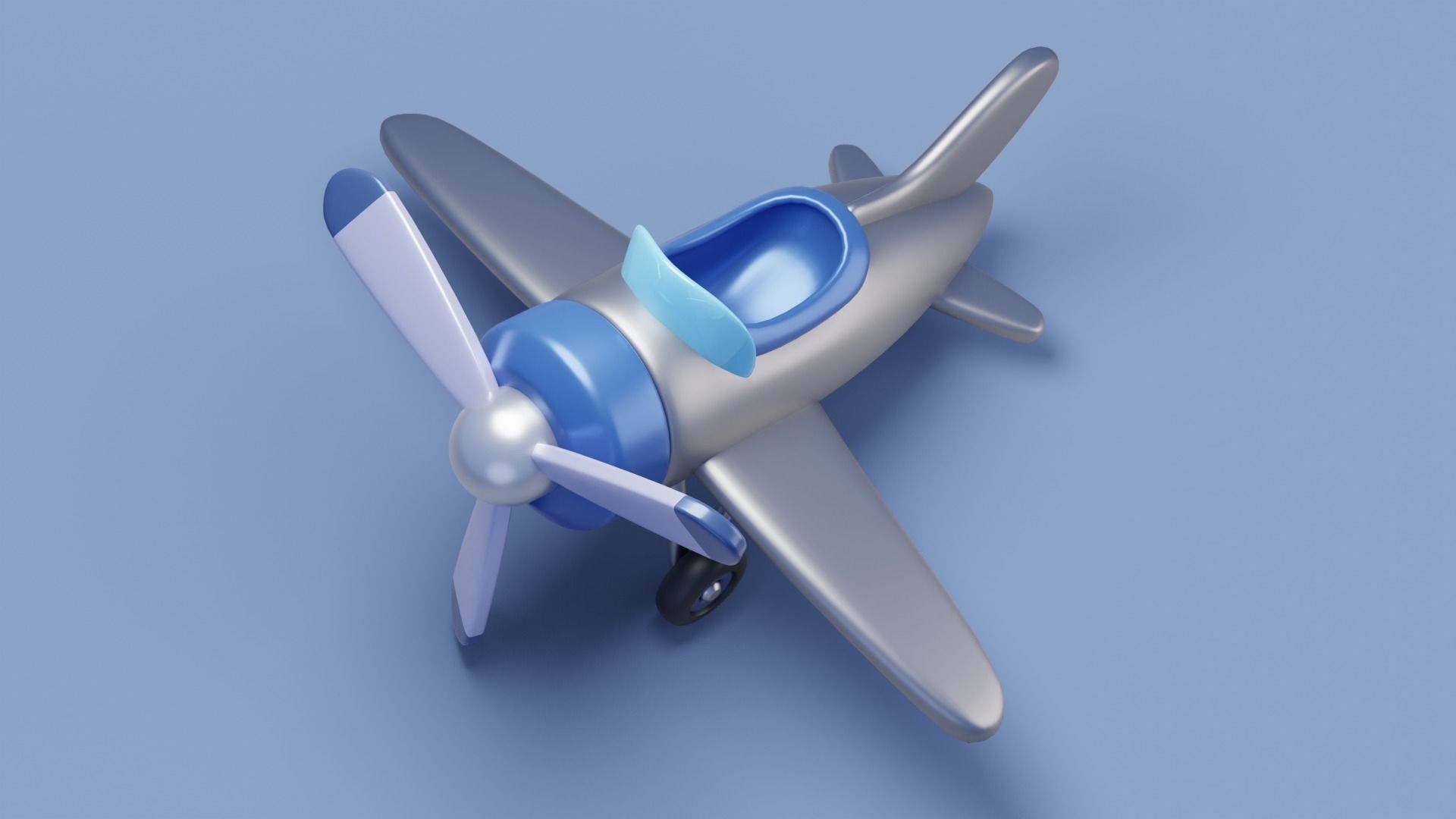 Cartoon stylized airplane Low-poly 3D model_6