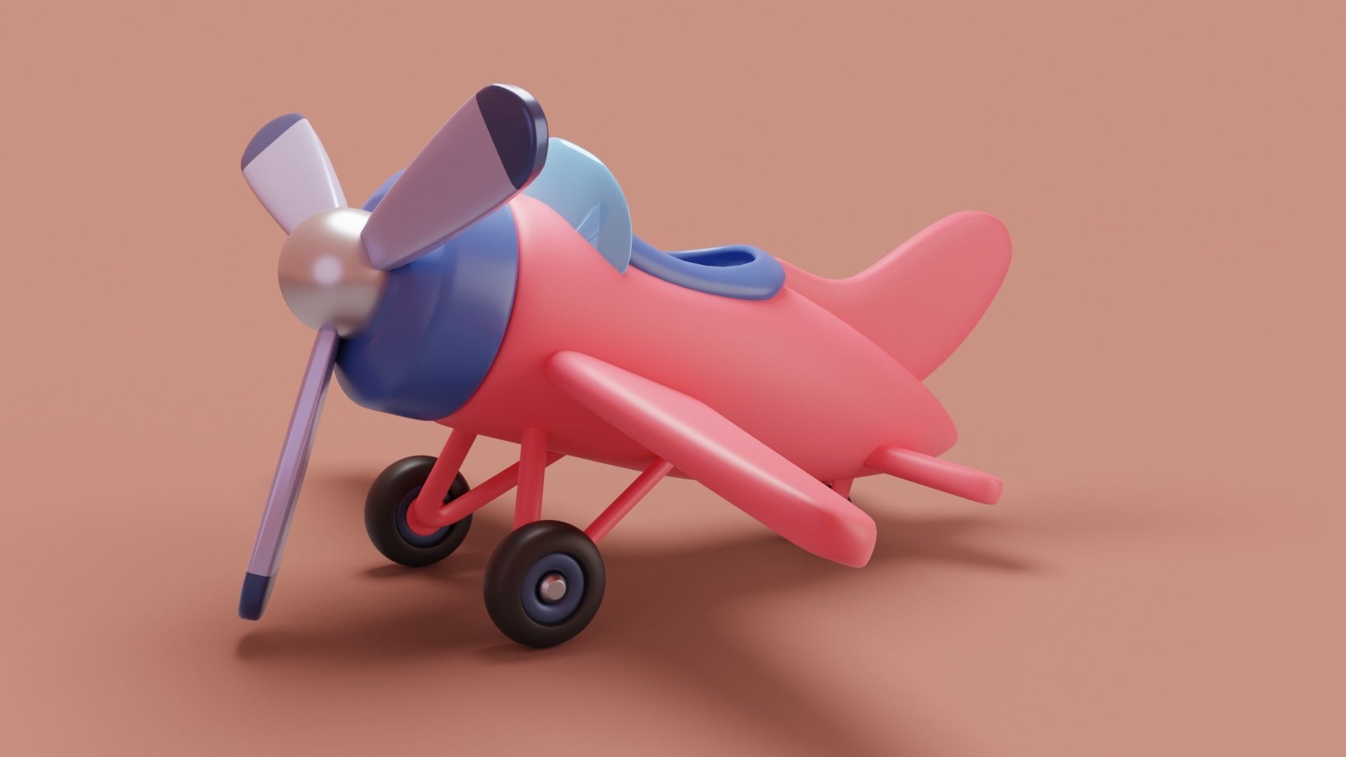 Cartoon stylized airplane Low-poly 3D model_9
