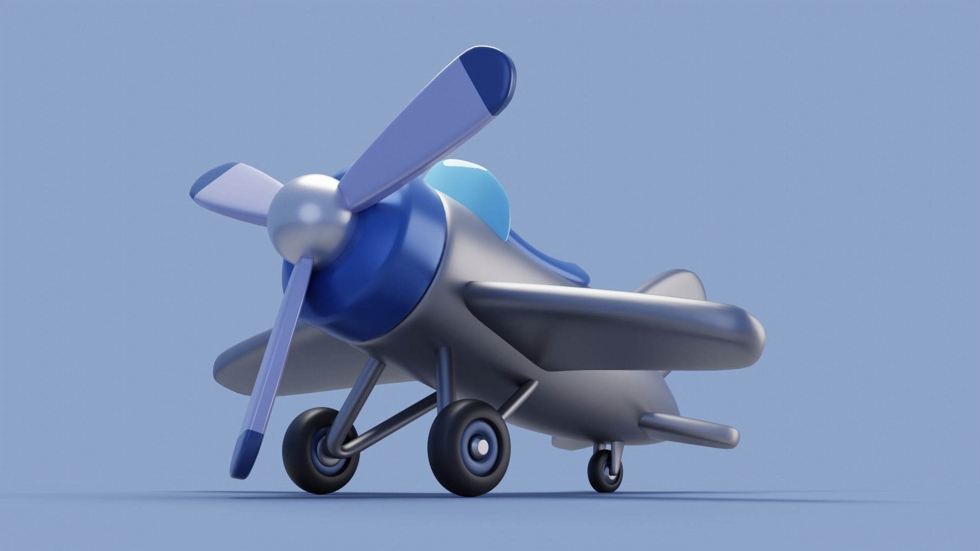 Cartoon stylized airplane Low-poly 3D model_5