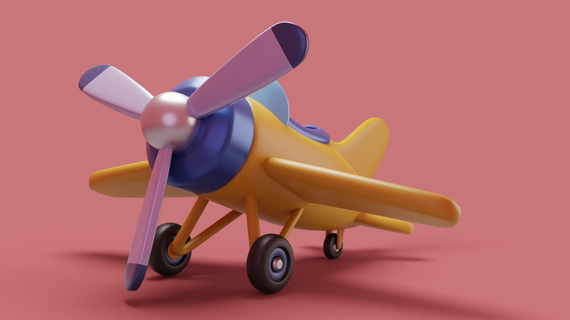 Cartoon stylized airplane Low-poly 3D model_10