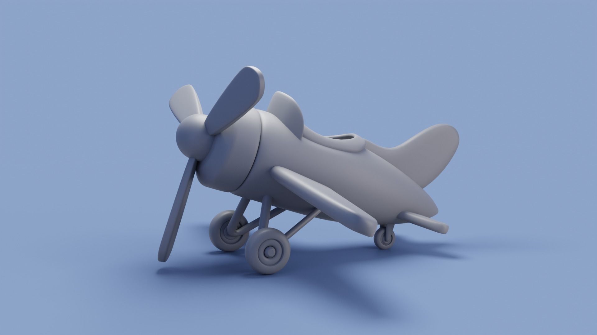 Cartoon stylized airplane Low-poly 3D model_7