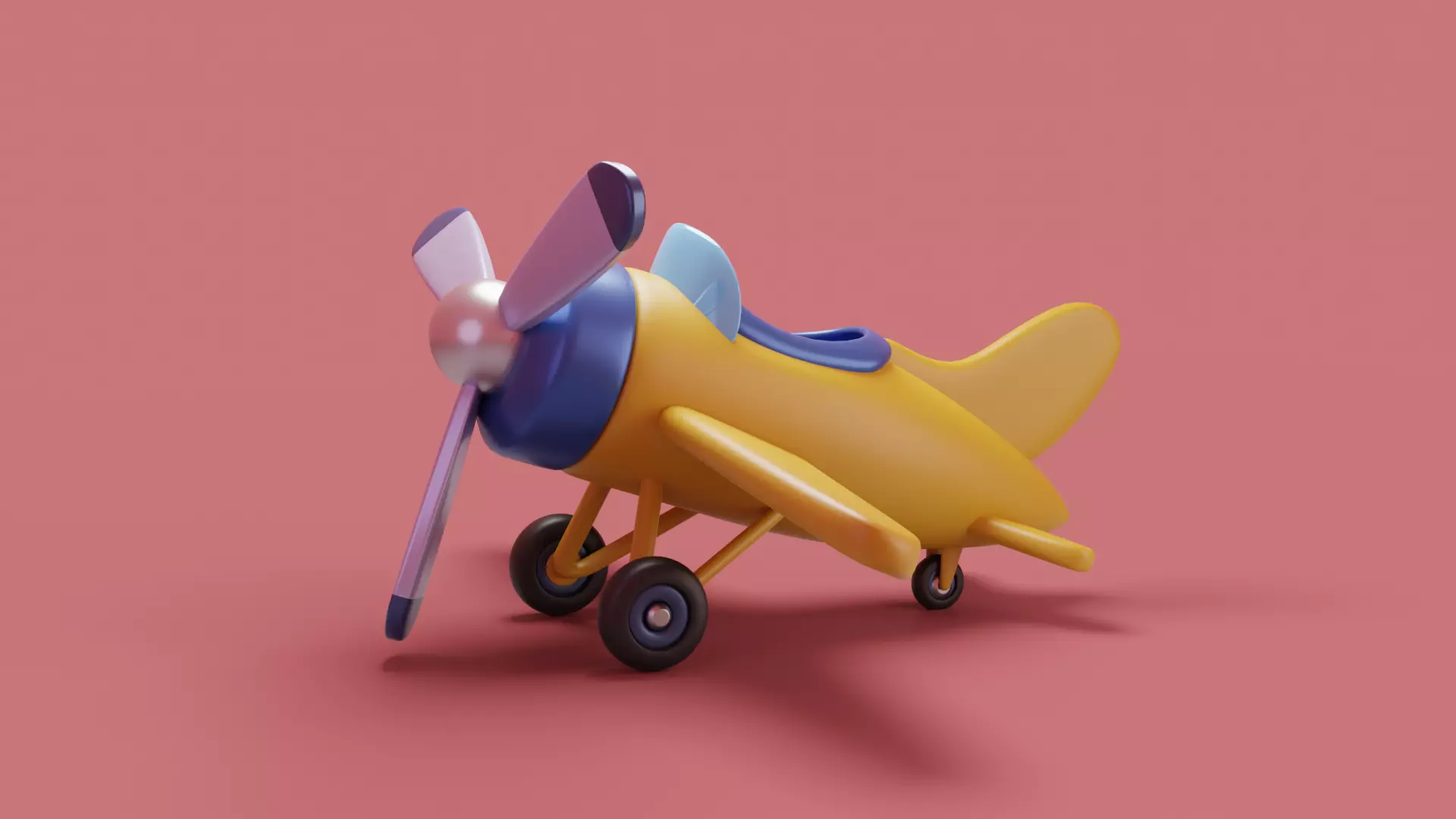 Cartoon stylized airplane Low-poly 3D model_0