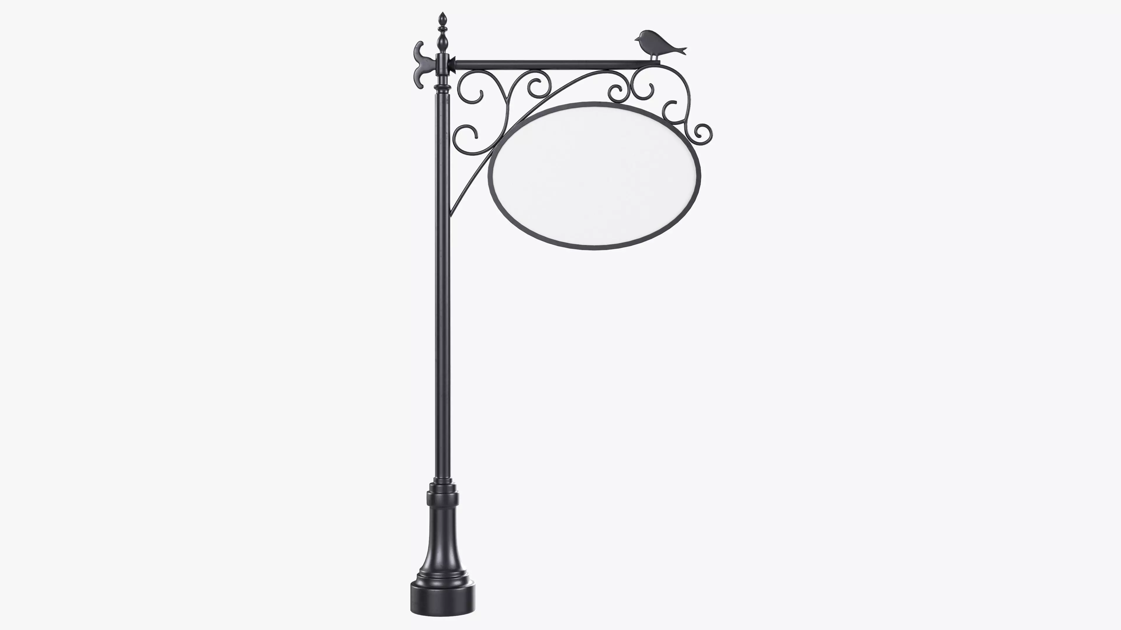 Forged column with hanging sign 02 3D model