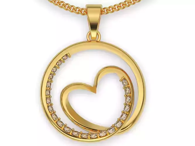 Heart pendant printable  gold jewelry 3D model