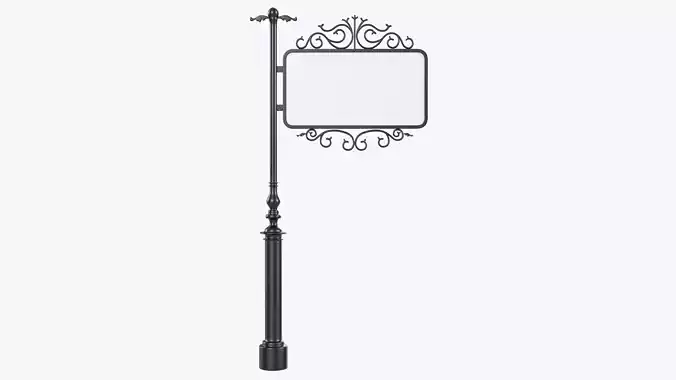 Forged column with hanging sign 03 3D model