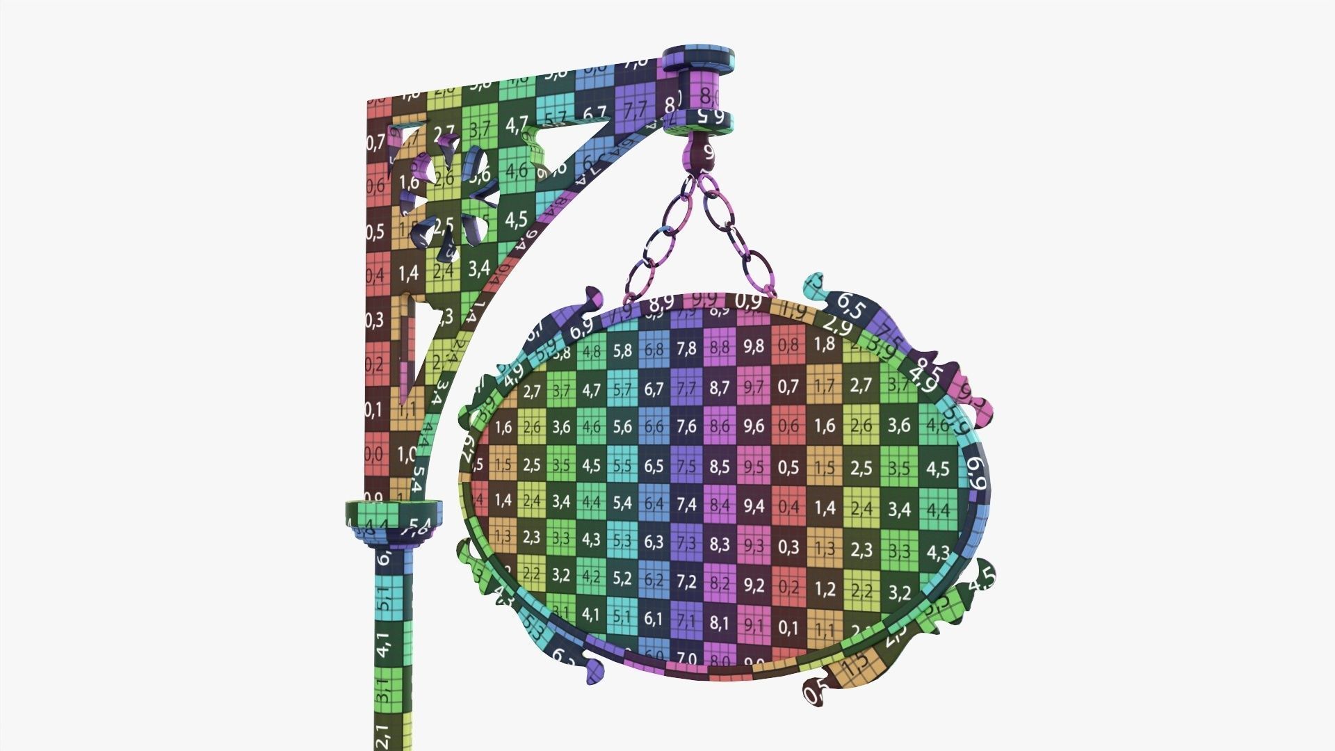 Forged column with hanging sign 04 3D model_9