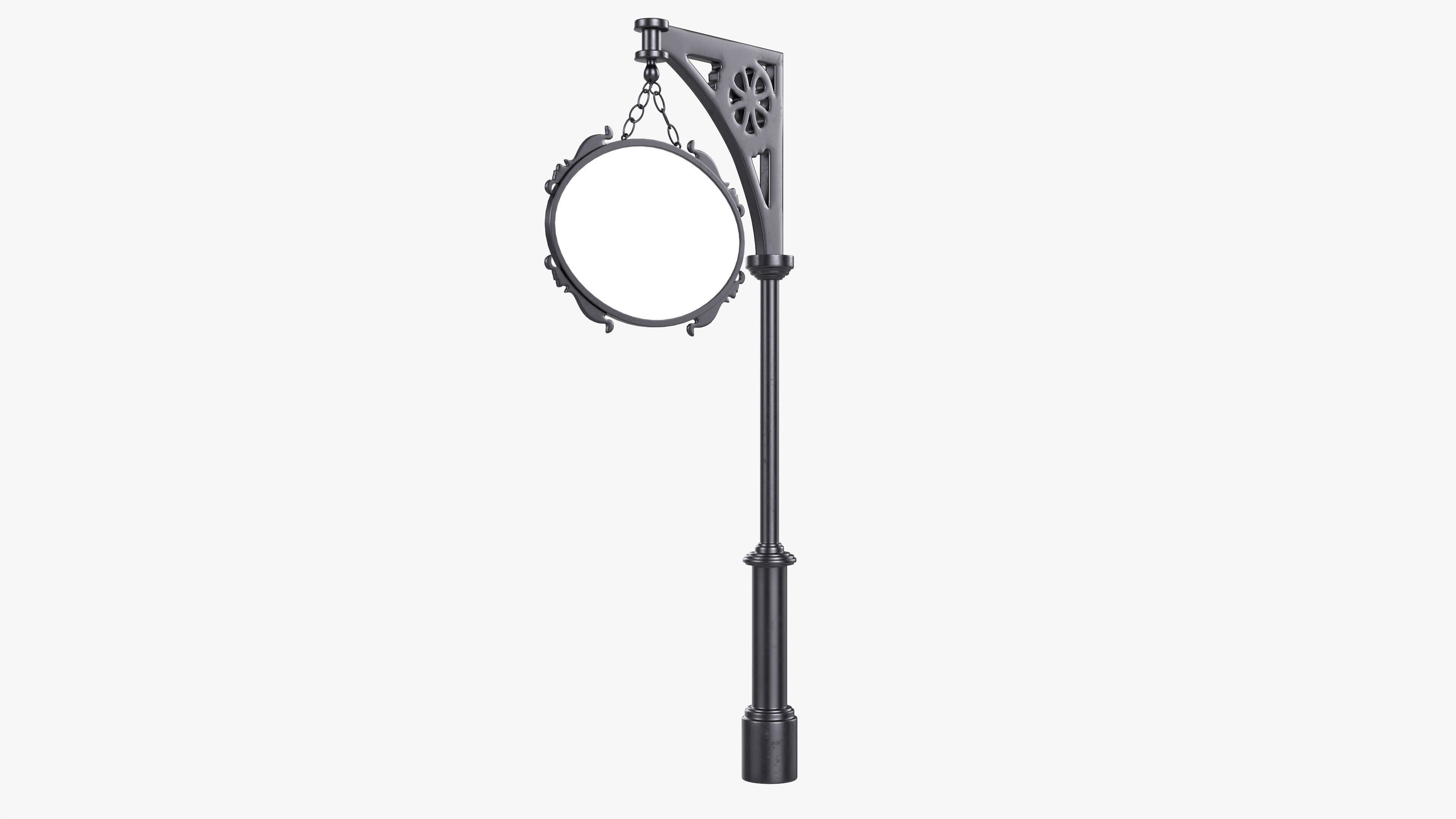 Forged column with hanging sign 04 3D model_1