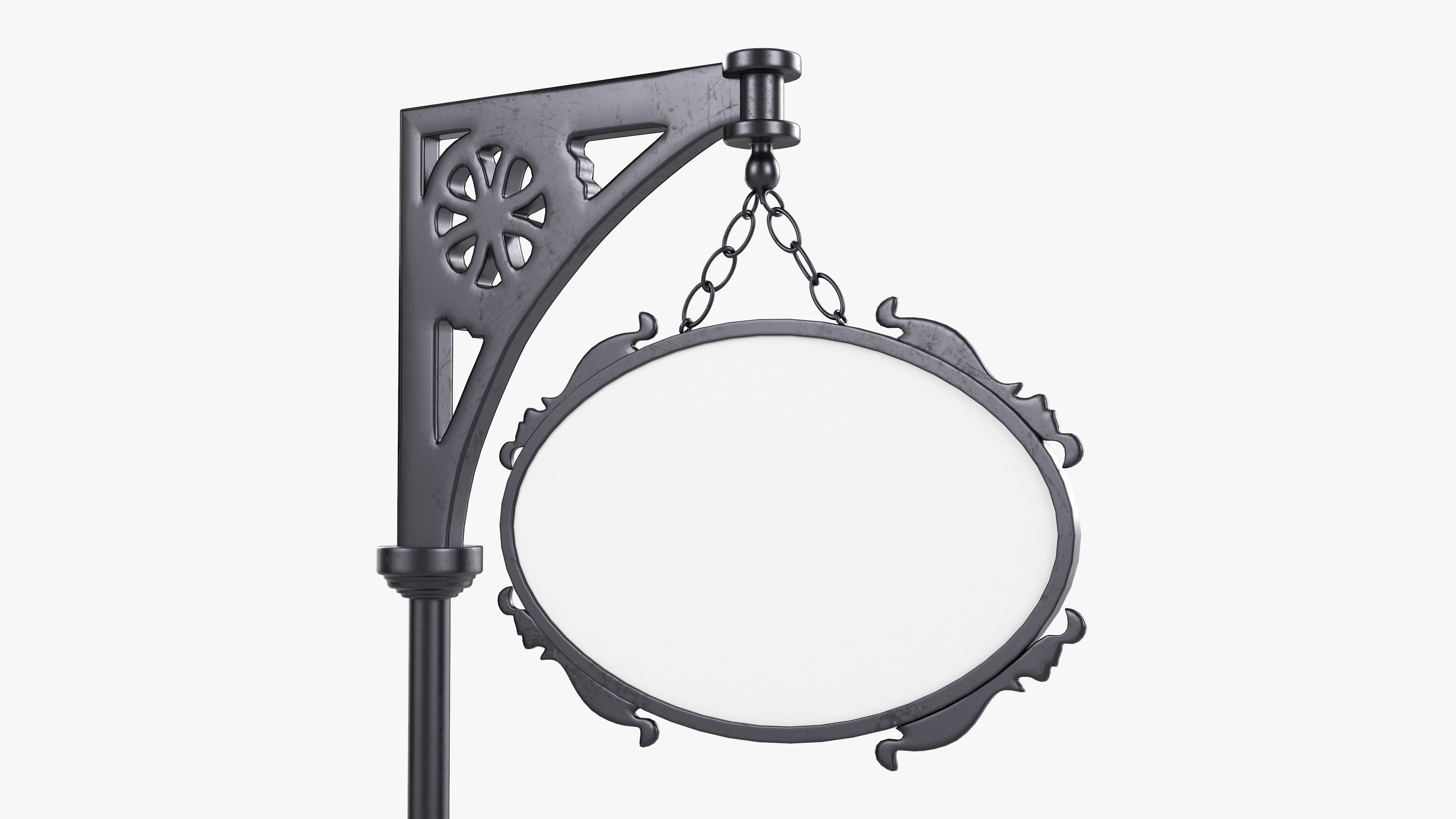 Forged column with hanging sign 04 3D model_2