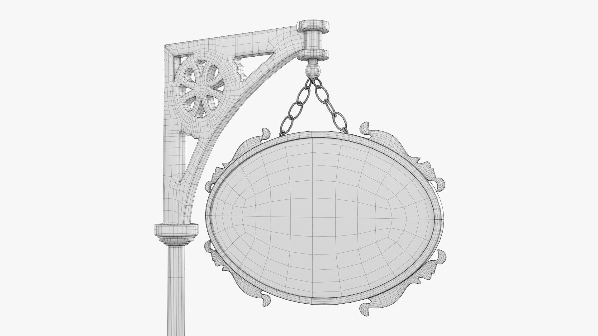 Forged column with hanging sign 04 3D model_7