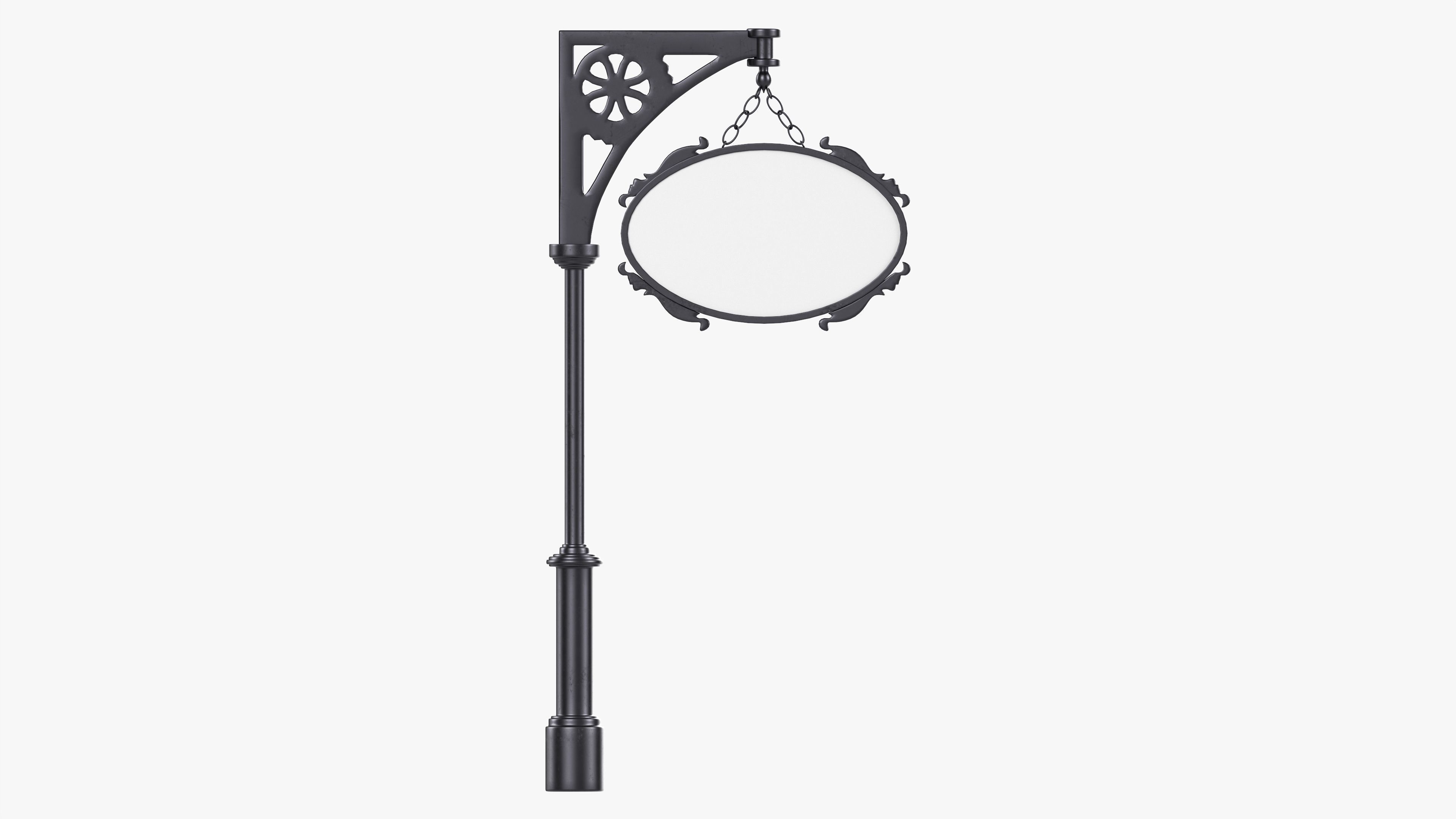 Forged column with hanging sign 04 3D model_3