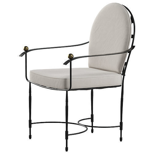 AMALFI ROUND BACK ARMCHAIR 3D model 2