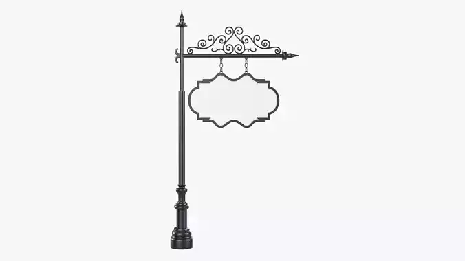 Forged column with hanging sign 05 3D model