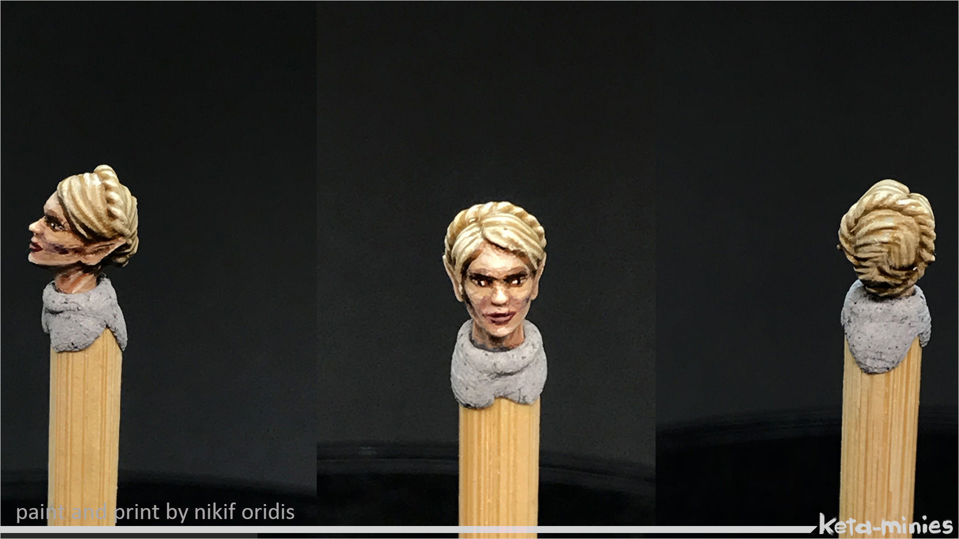 Alternatives females heads pack 28mm  -human and elves- 3D print model_2