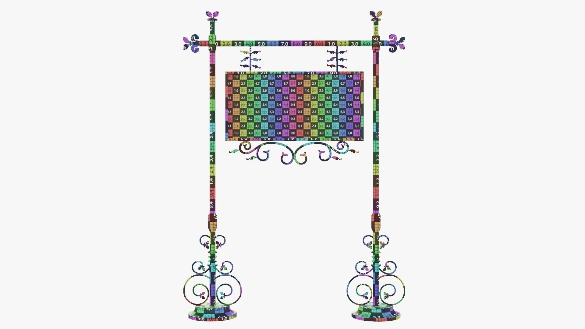 Forged column with hanging sign 07 3D model_8