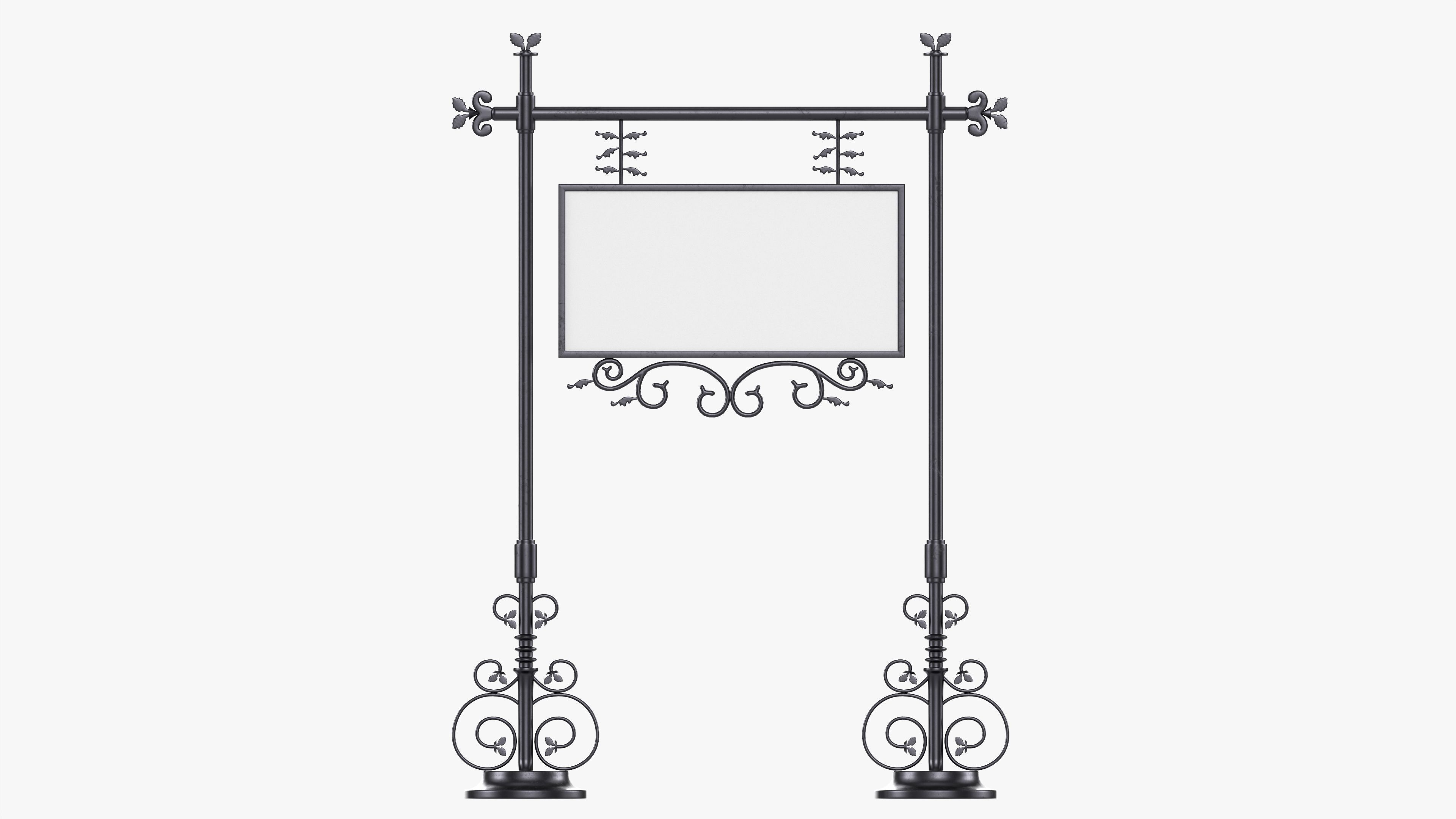 Forged column with hanging sign 07 3D model_3