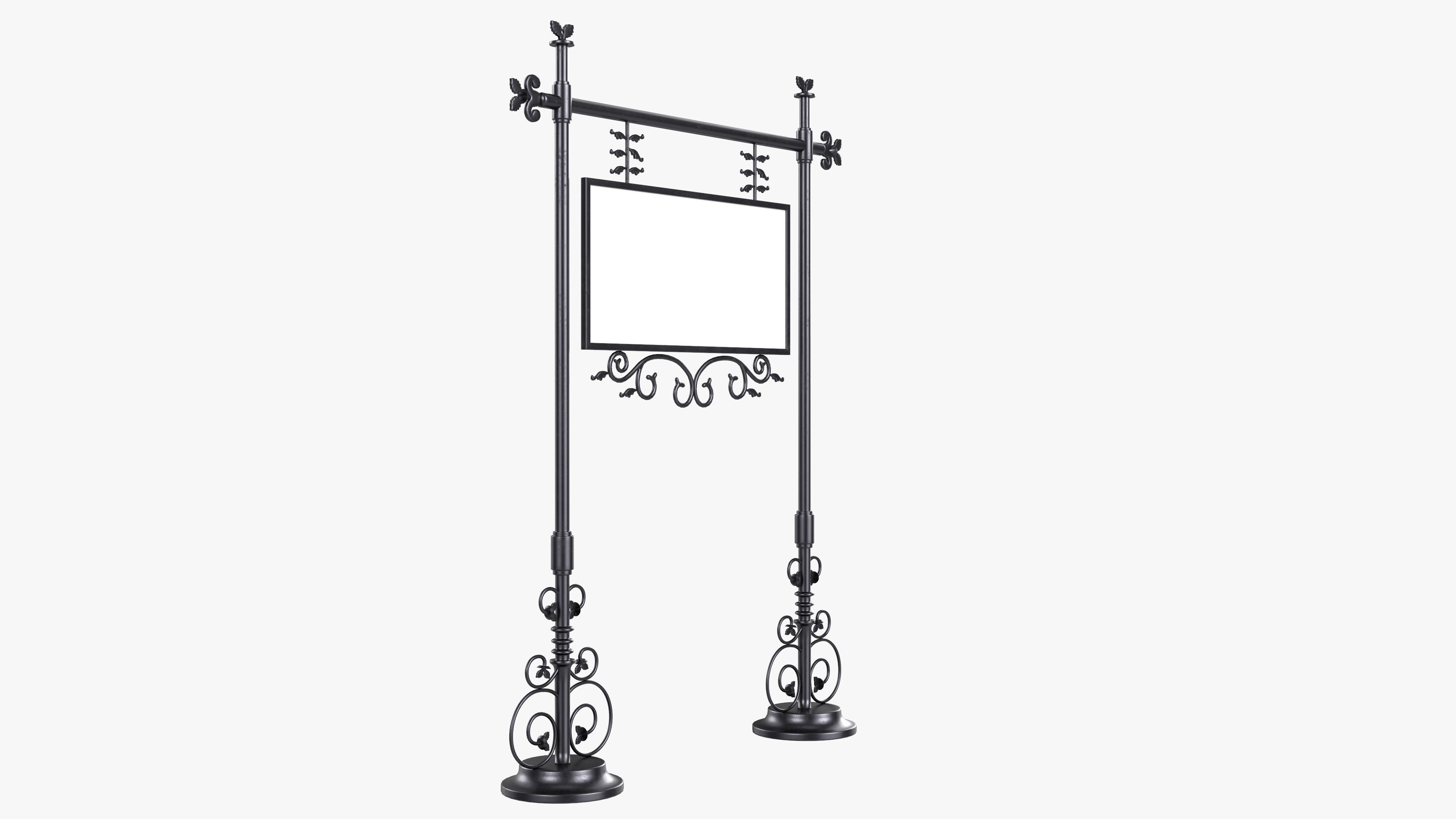 Forged column with hanging sign 07 3D model_1
