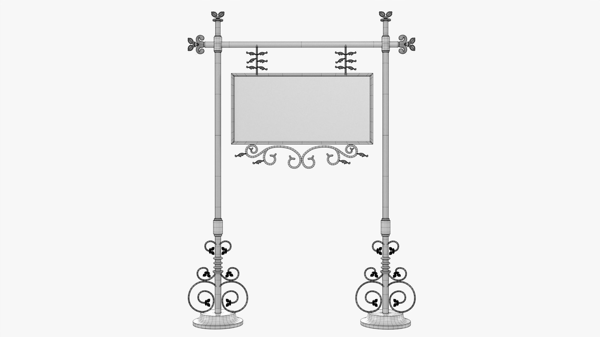 Forged column with hanging sign 07 3D model_6