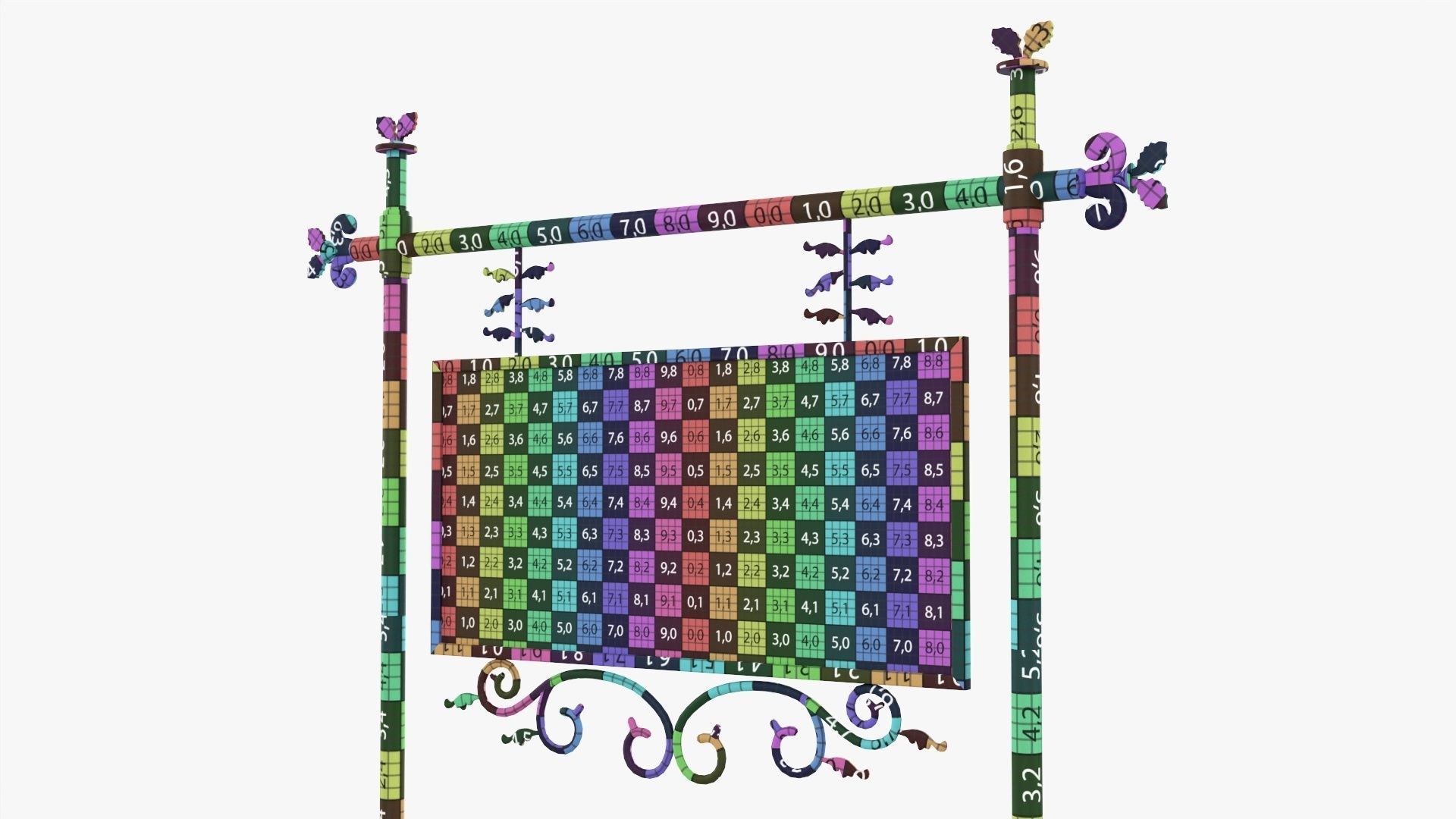 Forged column with hanging sign 07 3D model_9