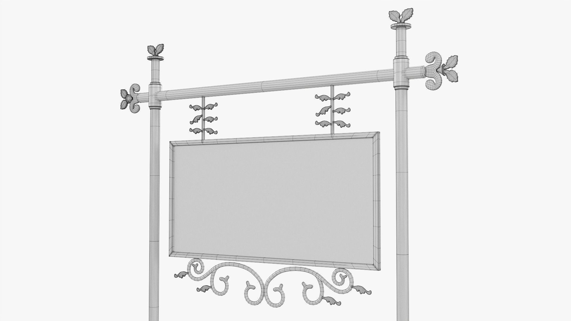Forged column with hanging sign 07 3D model_7