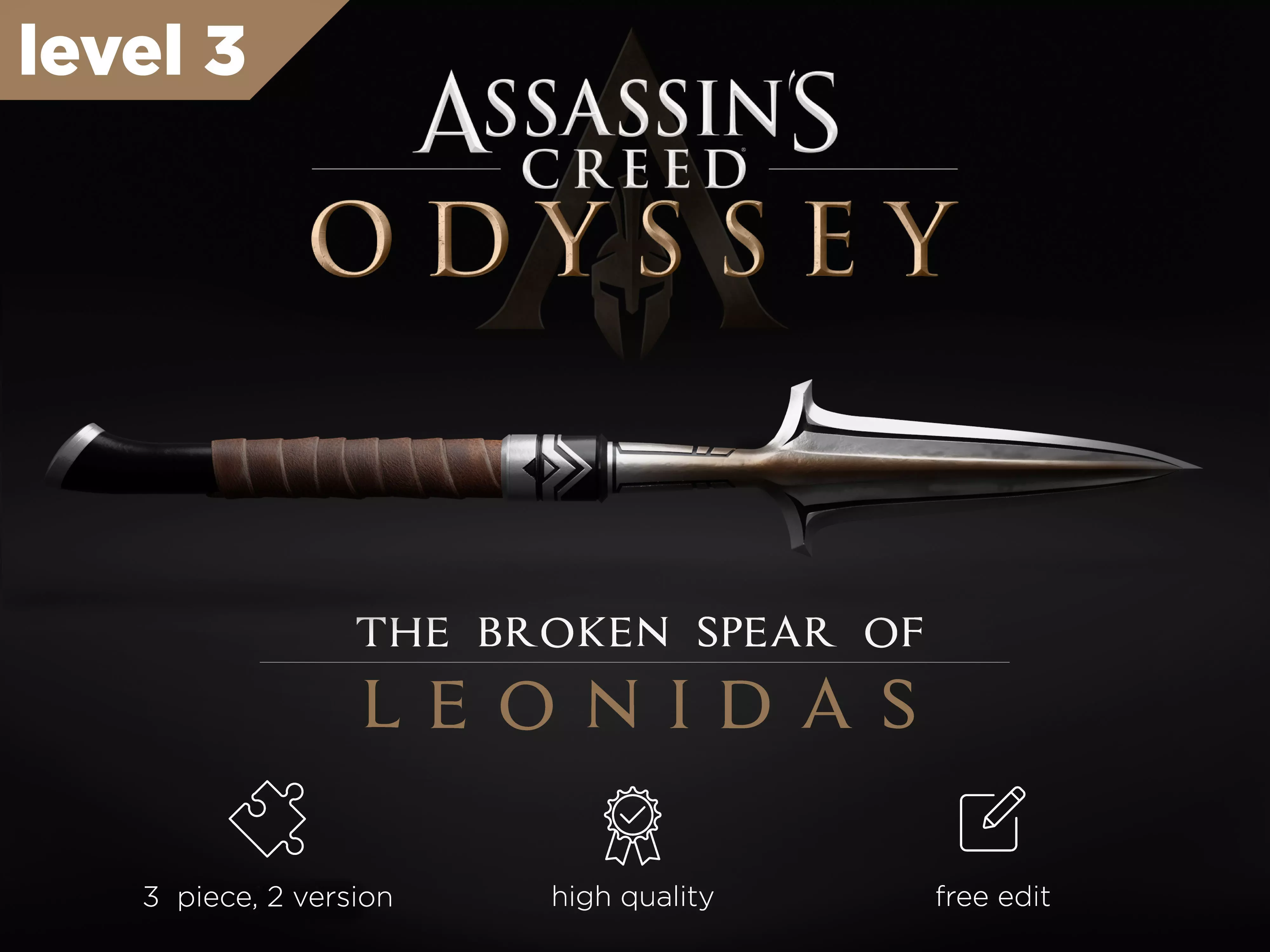 Broken Spear of Leonidas Level 3 3D print model_0