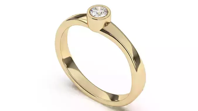 Center Round Diamond Organic Engagement Ring 3D print model