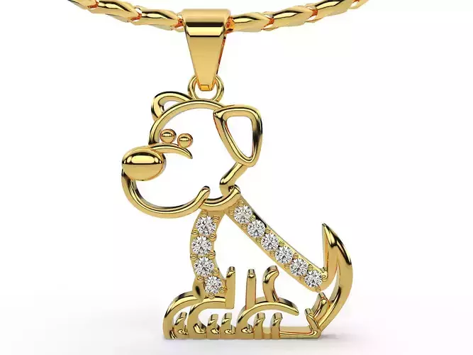 Fantasy Dog pendant gold printable jewelry 3D