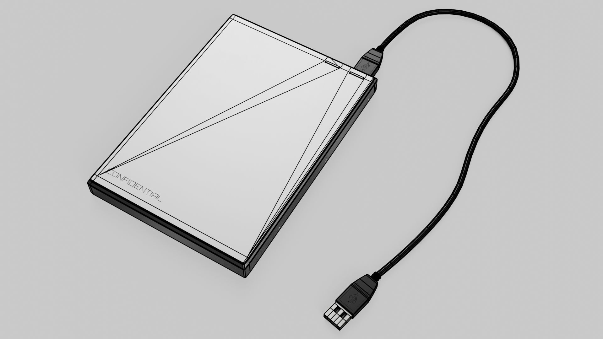 Generic External Hard Drive - GameReady Low-poly 3D model_5