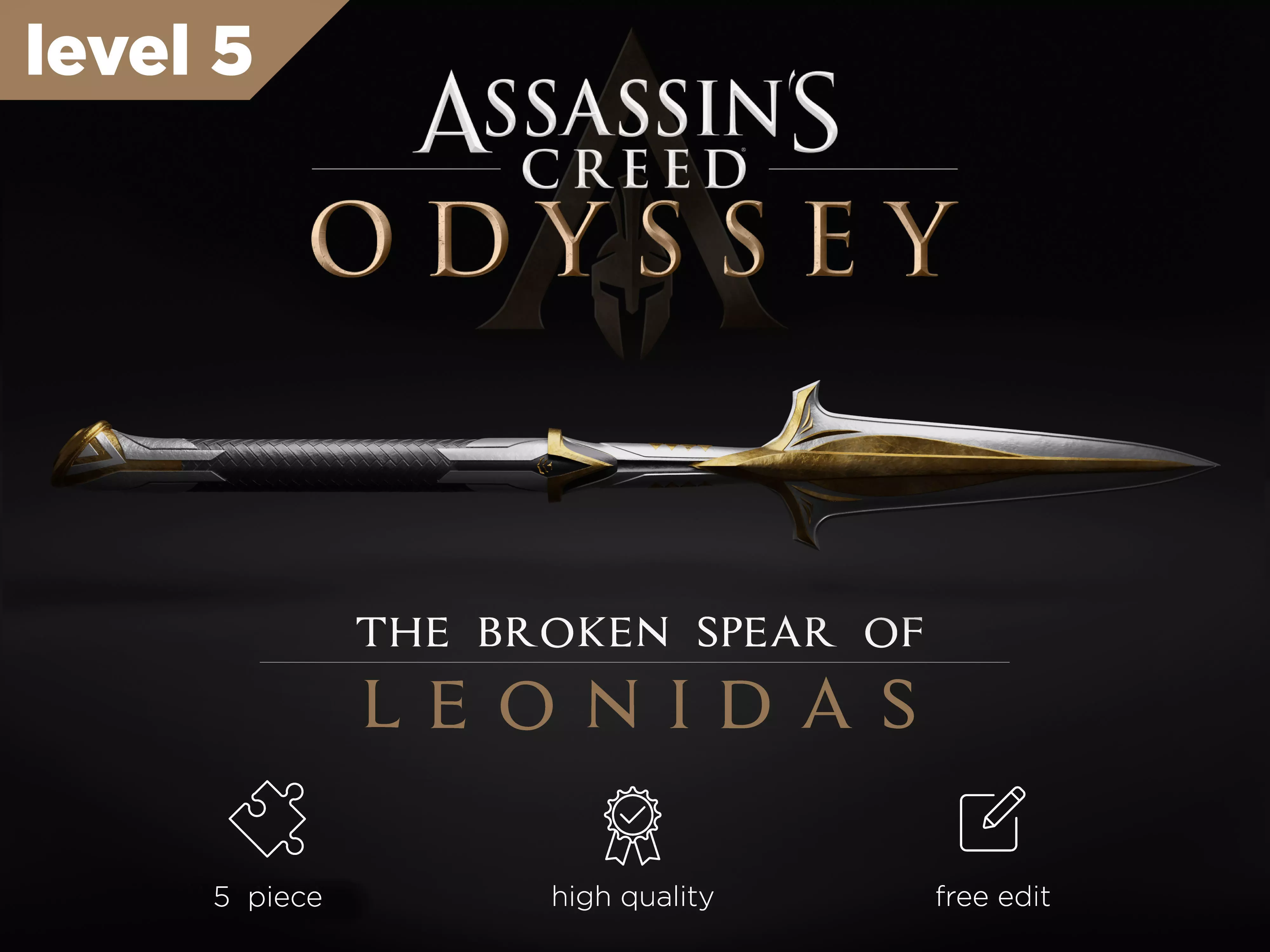 Broken Spear of Leonidas Level 5 3D print model_0