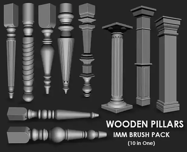 Wooden Pillars IMM Brush Pack 10 in One