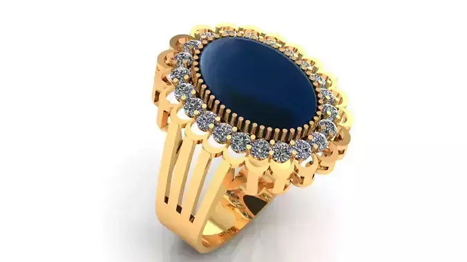 Women Ring 11 cabochon oval cut halo women enagement ring 3D print model